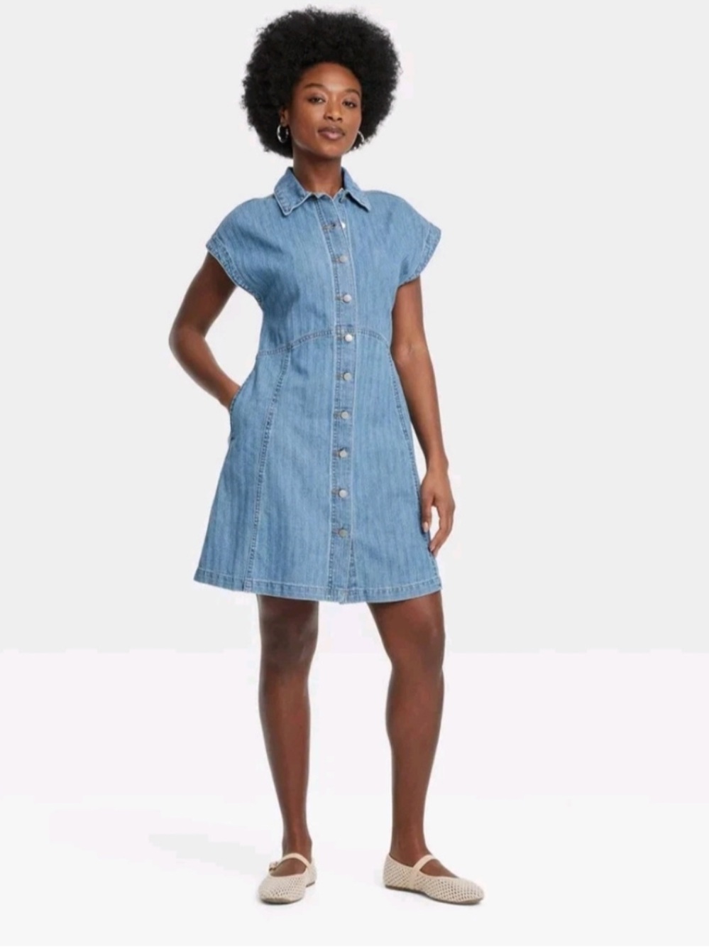 Universal Thread Denim Striped Button Front Mini Dress XXL